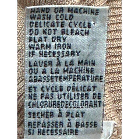 August Silk Knits XL Taupe Vintage Ribbed V Neck Silk Sweater Quiet Luxury Chic - Picture 7 of 9